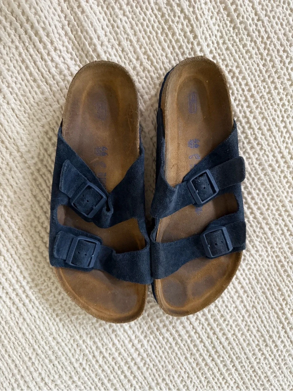 Birkenstock Kids Navy Suede Double-Strap Buckle Sandals